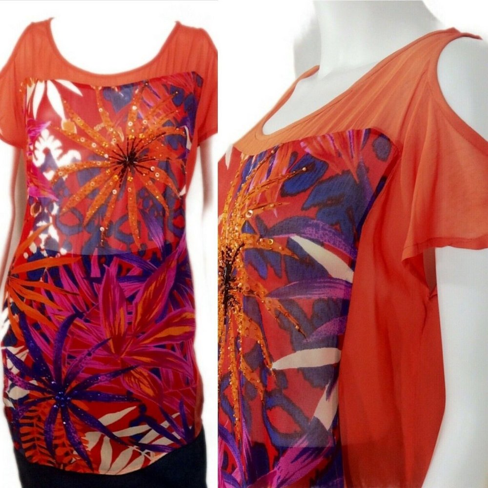 Alberto Makali M Tunic Dress Orange Cold Shoulder